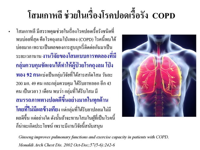 โสมเกาหลีช่วยในเรื่องโรคปอดเรื้อรัง COPD